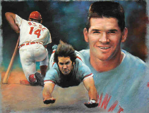 490x373 Cincinnati Reds Pete Rose Art Poster Posters Pictures - Cincinnati Reds Painting