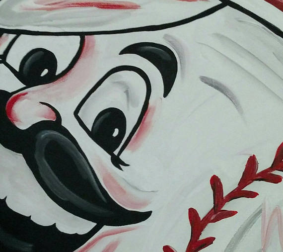 570x507 Cincinnati Reds Abstract Painting Art Baseball Mr Redlegs - Cincinnati Reds Painting