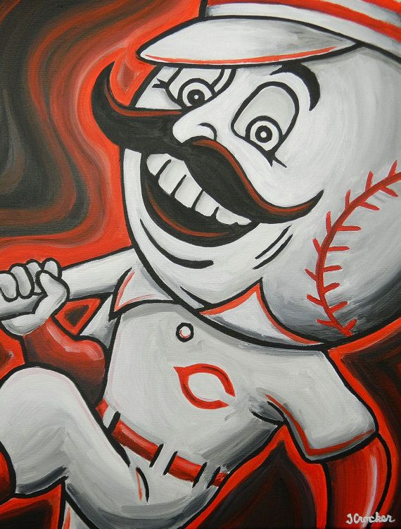 570x751 Cincinnati Reds Painting Baseball Sports Art - Cincinnati Reds Painting