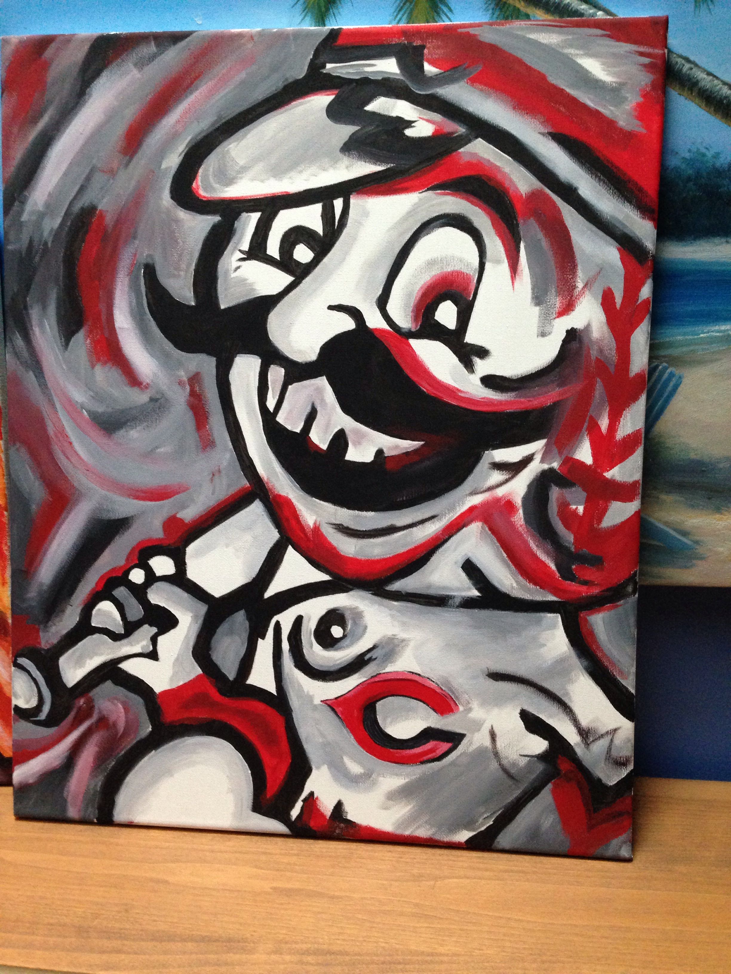 2448x3264 Cincinnati Mr. Red Legs Painted Canvas By E Fisch Getting Crafty - Cincinnati Reds Painting