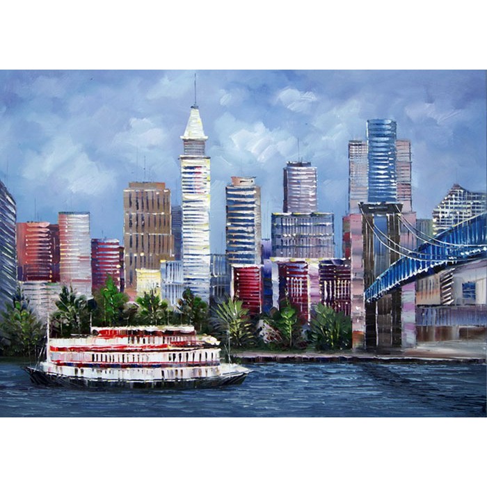 700x700 Cincinnati Skyline Abstract Painting - Cincinnati Skyline Painting