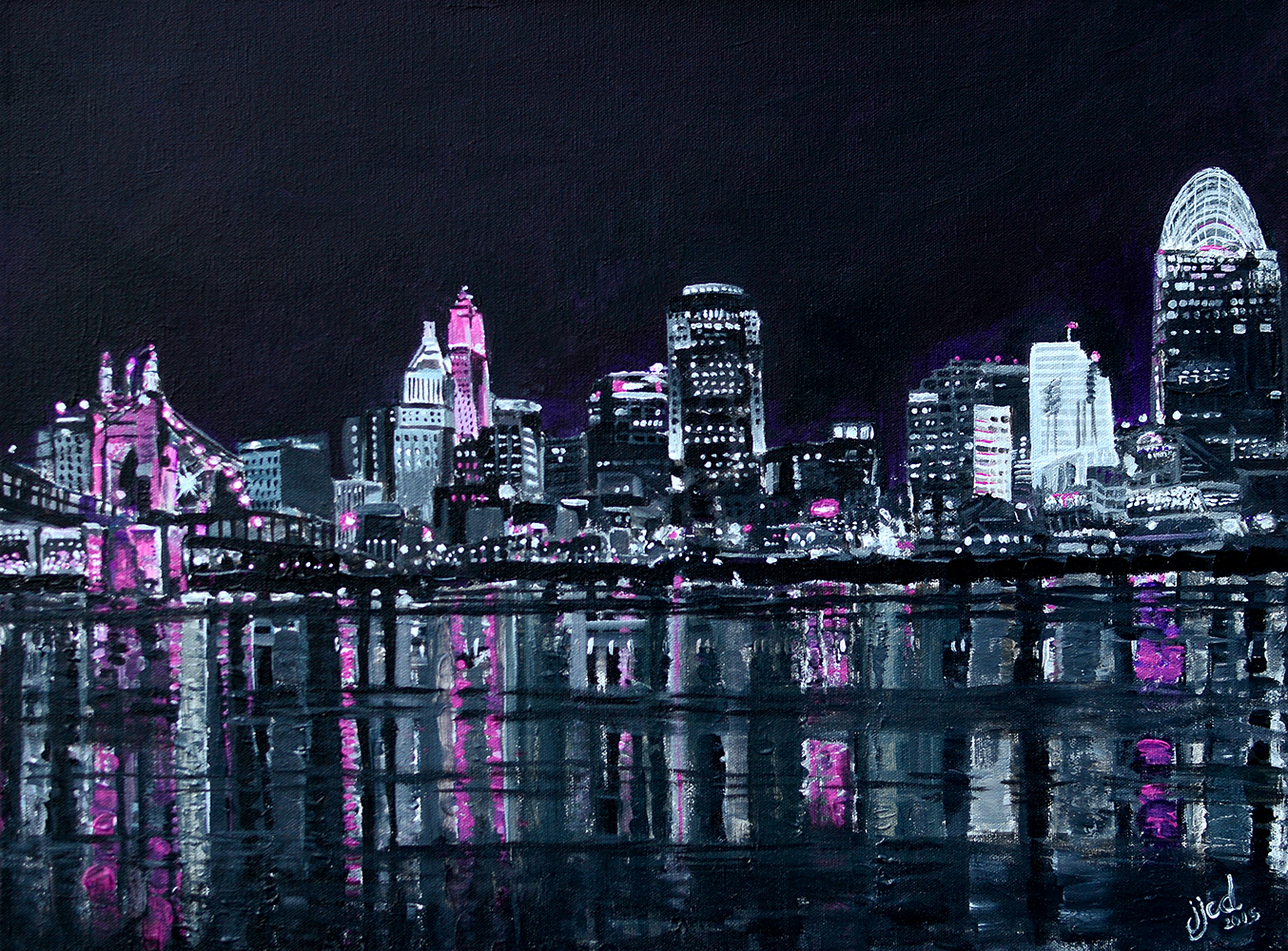 1354x1000 Cincinnati Skyline Art Fine Art, Design - Cincinnati Skyline Painting