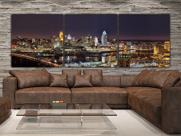 600x449 Cincinnati Skyline Canvas Wall Art Holycowcanvas - Cincinnati Skyline Painting