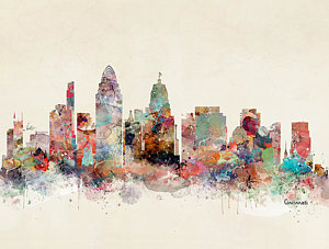 300x227 Cincinnati Skyline Paintings Fine Art America - Cincinnati Skyline Painting