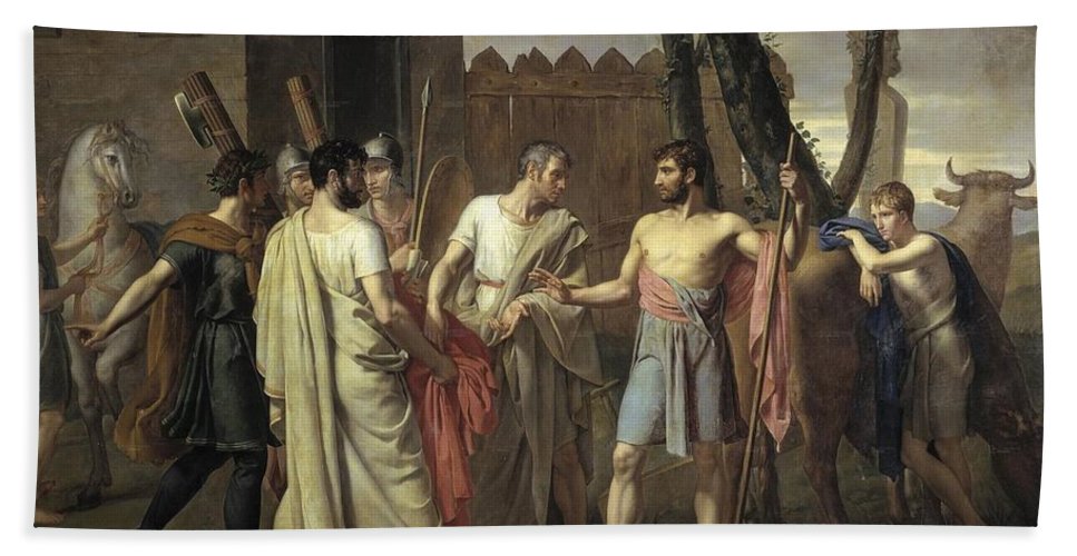 967x500 Cincinnatus Abandons The Plow Beach Sheet For Sale By Juan Antonio - Cincinnatus Painting