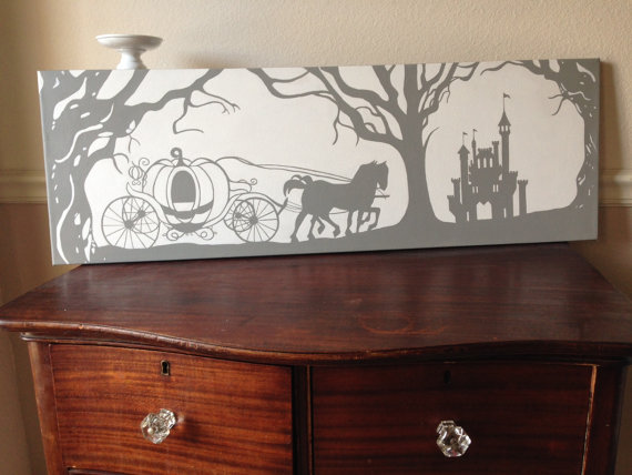 570x428 Cinderella Paintingwall Hangingprincess Paintingsilhouette - Cinderella Carriage Painting