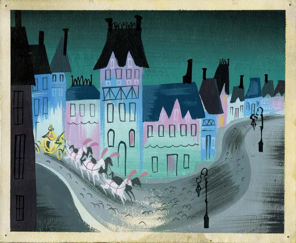 1000x823 Mary Blair Original Concept Painting Of Carriage In Street - Cinderella Carriage Painting