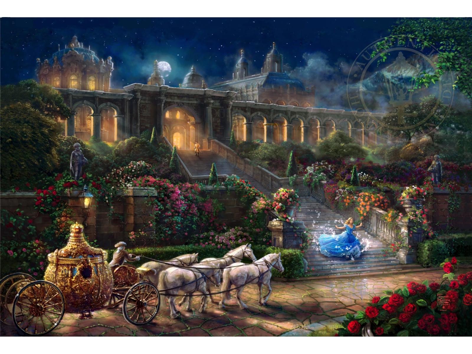 1600x1200 All Kinkade Disney Art - Cinderella Carriage Painting