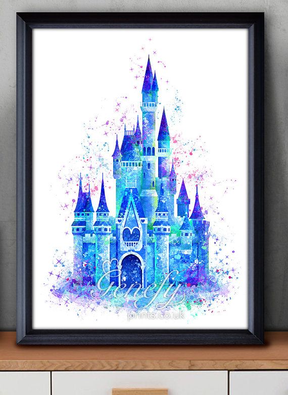 570x781 Disney Cinderella Castle Watercolor Poster Print - Cinderella Castle Painting