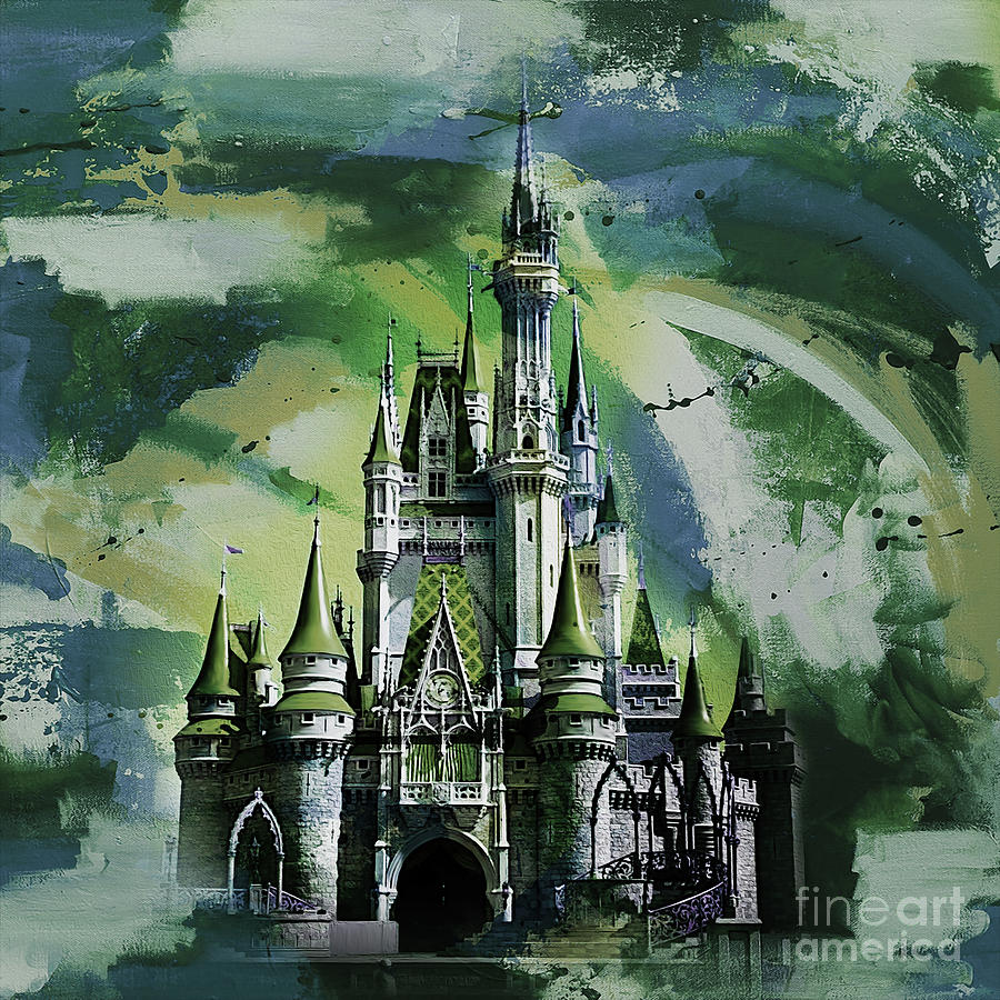 900x900 Disney World Cinderella Castle Painting By Gull G - Cinderella Castle Painting
