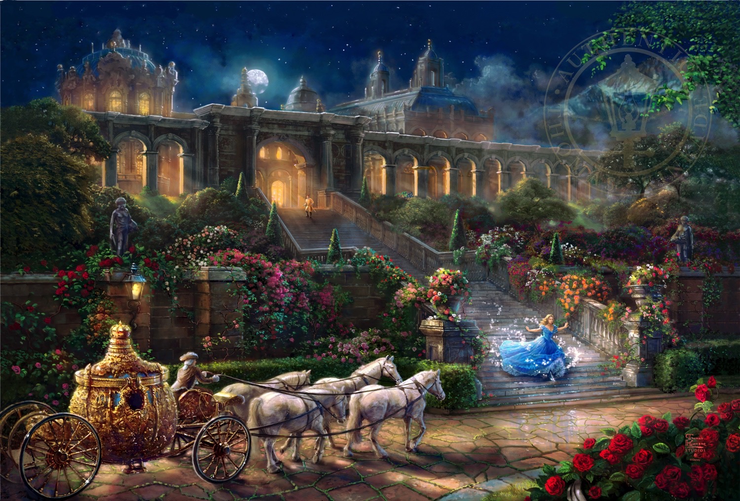 1500x1016 Clock Strikes Midnight Cinderella Painting Thomas Kinkade - Cinderella Painting