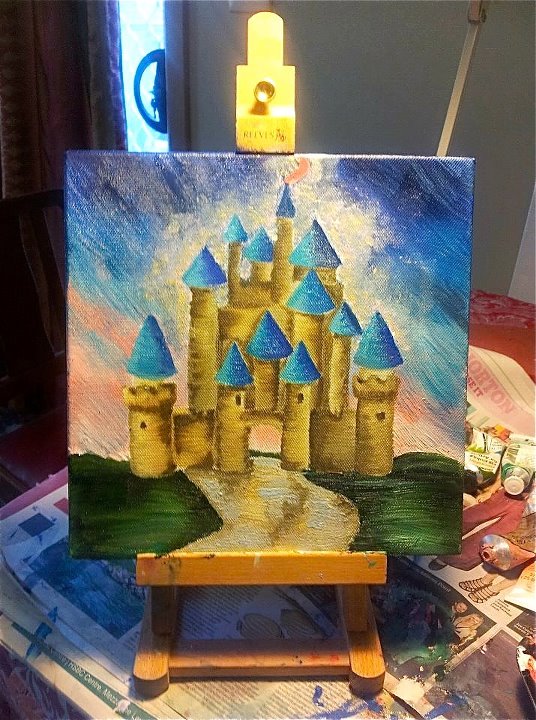 536x720 Disney Castle (Oil On Canvas) - Cinderellas Castle Painting