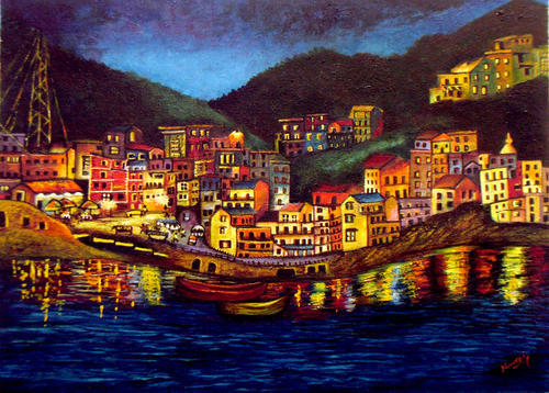 500x358 Oil Painting Cinque Terre Impression - Cinque Terre Painting