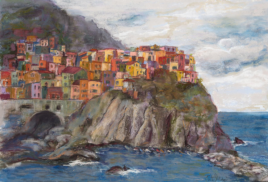 900x613 Cinque Terre Painting By Patricia Maguire - Cinque Terre Painting