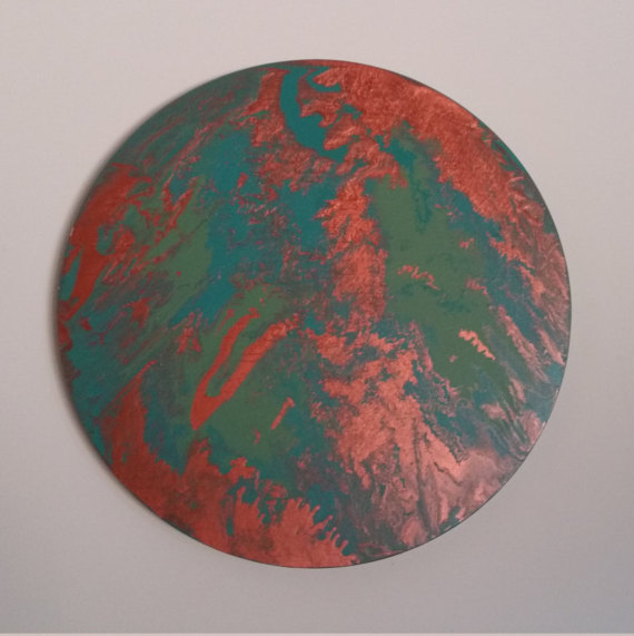 570x571 Circle Canvas Acrylic Marble Effect Painting Metallic - Circle Canvas Painting