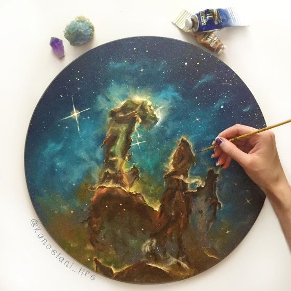 570x570 Oil Painting Space Art - Circle Canvas Painting