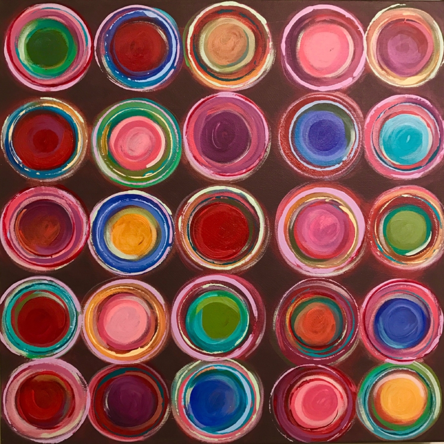 900x901 Circle Of Life Brown Background Original Acrylic Painting 20x20 - Circle Of Life Painting