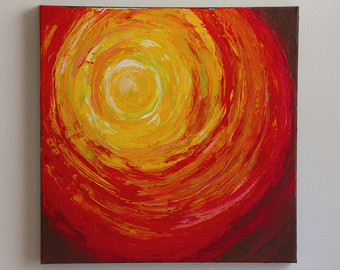 340x270 Acrylic Abstract Painting 24 X 24 Enso Painting Red Painting - Circle Painting Canvas