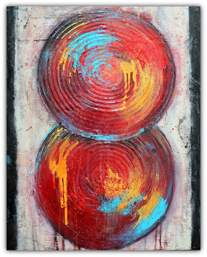 824x1024 Balanced Textured Red Circles Acrylic On Canvas Painting - Circle Painting Canvas