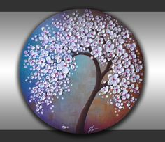 236x204 Made To Order Original Tree Painting Yellow Flower Abstract - Circular Painting