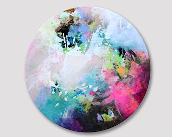 340x270 Original Abstract Circular Painting, Abstract Round Artwork - Circular Painting
