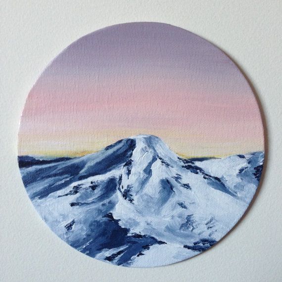 570x570 Sunrise Snowy Mountains Circular Painting By Aetartt On Etsy - Circular Painting