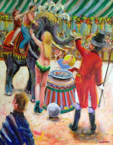 391x500 The Circus Elephant By Leon Goodman - Circus Elephant Painting