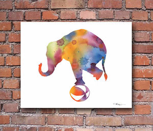 300x257 Circus Elephant Abstract Watercolor Painting Art Print By Artist - Circus Elephant Painting
