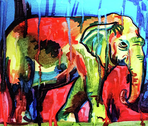 300x257 Circus Elephant Paintings - Circus Elephant Painting
