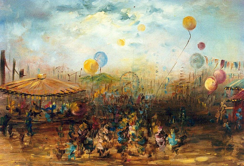 1024x700 Norma Poulos Artwork Circus Circus Original Painting Oil - Circus Painting