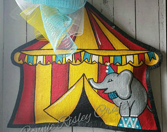 340x270 Circus Door Hanger Etsy - Circus Tent Painting
