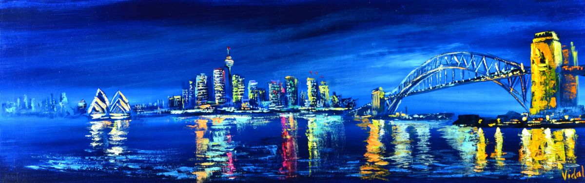 1200x377 City Of Sydney - City At Night Painting