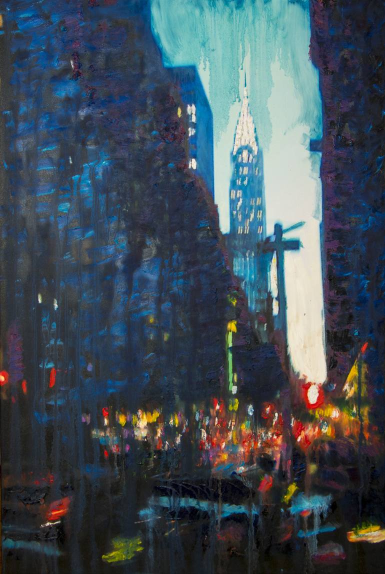 City At Night Painting at PaintingValley.com | Explore collection of ...