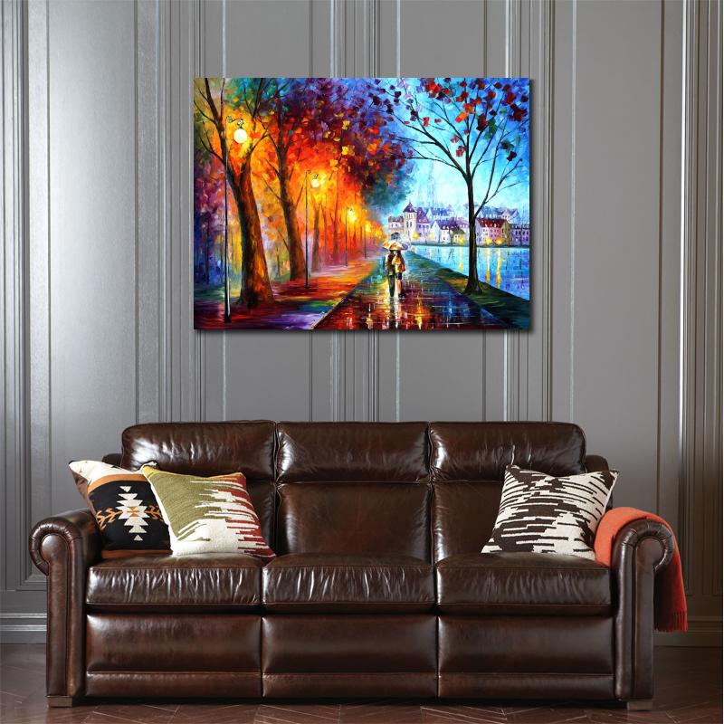800x800 Contemporary Art City By The Lake Hand Painted Knife Paintings - City By The Lake Painting