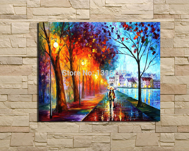 640x512 Free Shipping For Sell Large Oil Paintings Canvas Wall Art City By - City By The Lake Painting