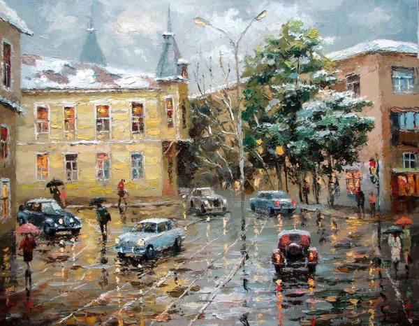 600x466 City Landscape Paintings By Dmitri Spiros City - City Landscape Painting
