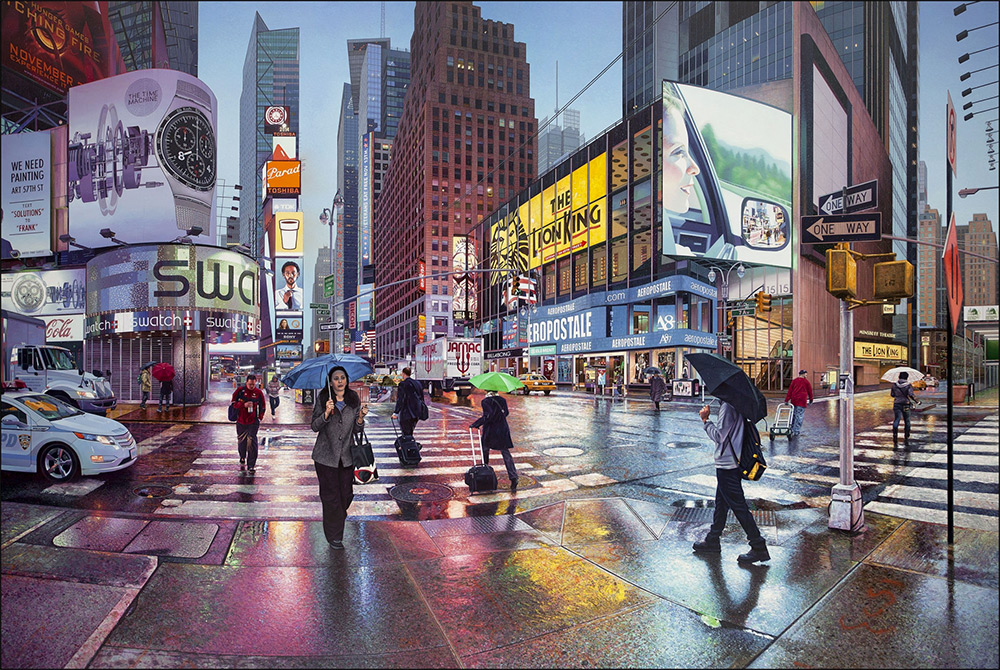 1000x670 Nathan Walsh's Unusual Urban Landscapes Painted Atop Precise - City Landscape Painting