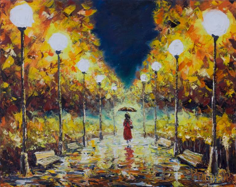 770x611 Saatchi Art Night City Landscape Painting Loneliness In Night - City Landscape Painting