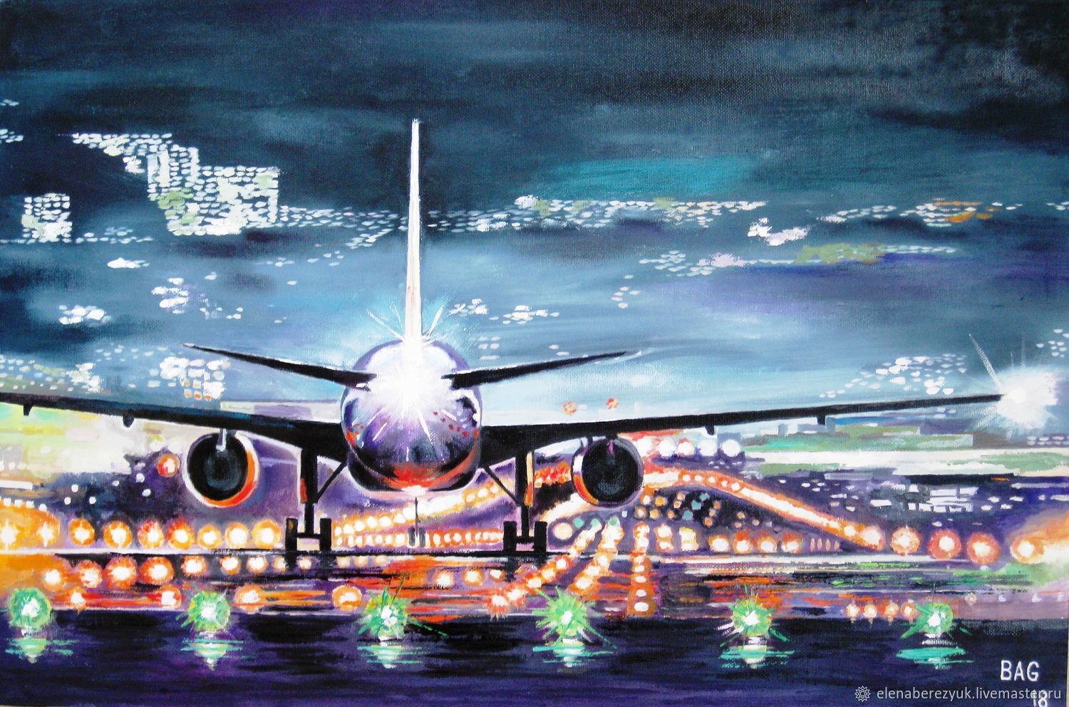 1500x992 Oil Painting On Canvas Of Airport City Landscape Painting - City Landscape Painting