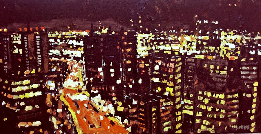900x462 City Lights Painting By Brian Simons - City Lights Painting