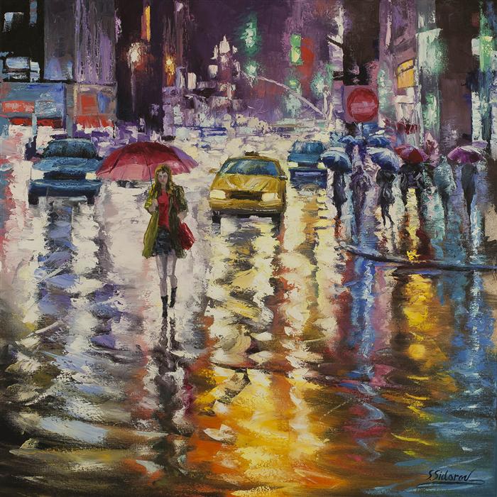 700x700 City Lights Reflection By Stanislav Sidorov - City Lights Painting