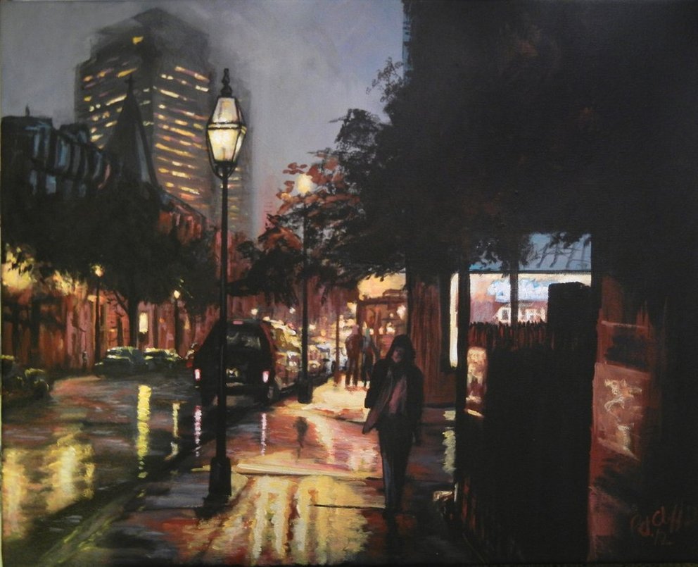 992x805 City Lights My Painting By Cliford417 - City Lights Painting
