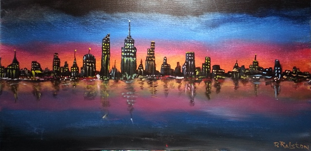 640x310 City Lights Acrylic Painting Art A La Carte Studio - City Lights Painting