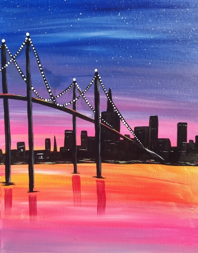 391x500 Hangar Bar 071817 Paint Nite Event - City Lights Painting