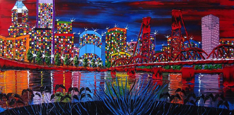 900x443 Portland City Lights - City Lights Painting
