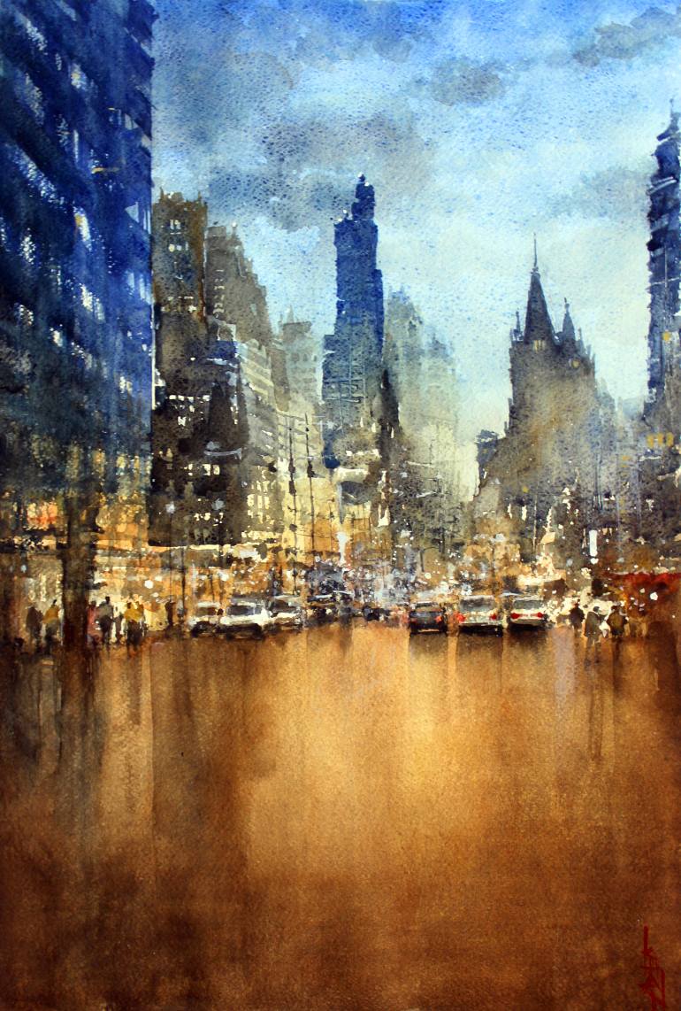 City Lights Painting at PaintingValley.com | Explore collection of City ...