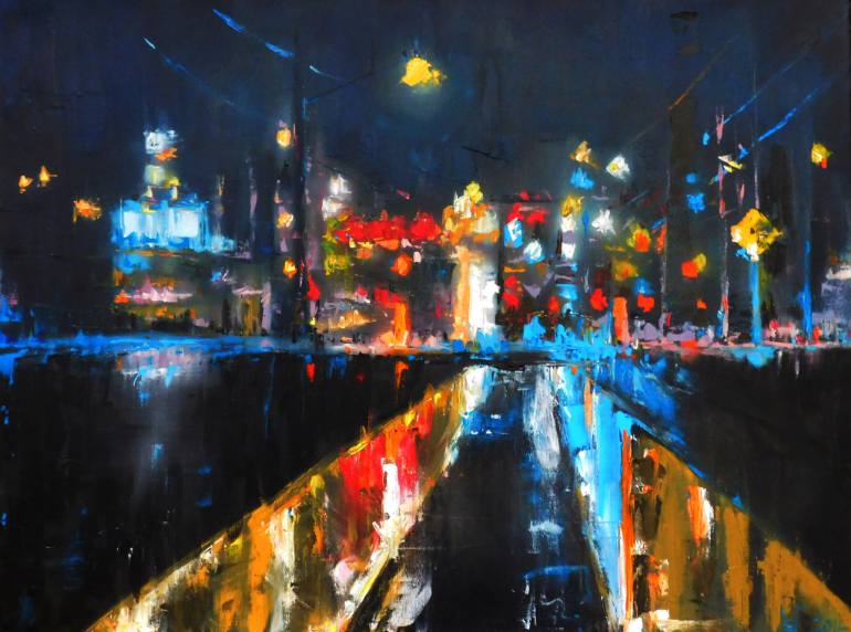 770x572 Saatchi Art Sold - City Lights Painting