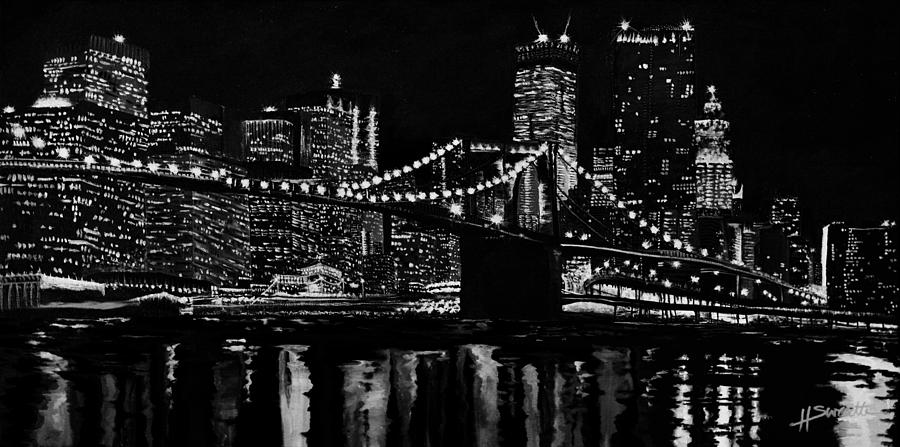 900x447 The Big City Lights Painting By Heather Sweatte - City Lights Painting