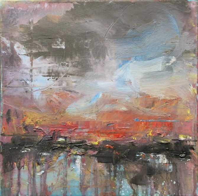 670x664 City On Fire Peter Boorsma Schilderen Paintings - City On Fire Painting