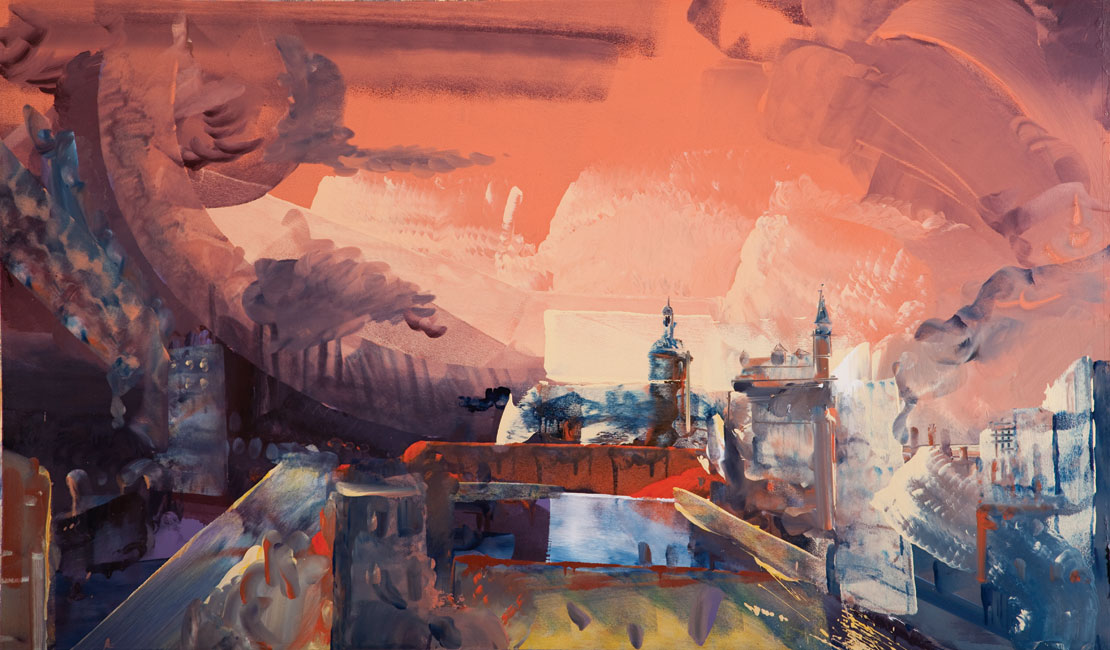 1110x650 A Thousand Buildings Burned David Brewster Fine Art - City On Fire Painting